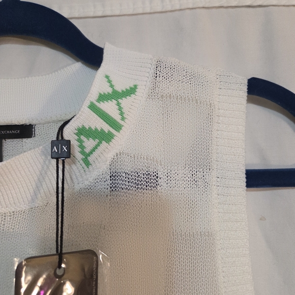 Armani Exchange Lg White Checker Sheer Knit Tank NWT - Picture 6 of 12